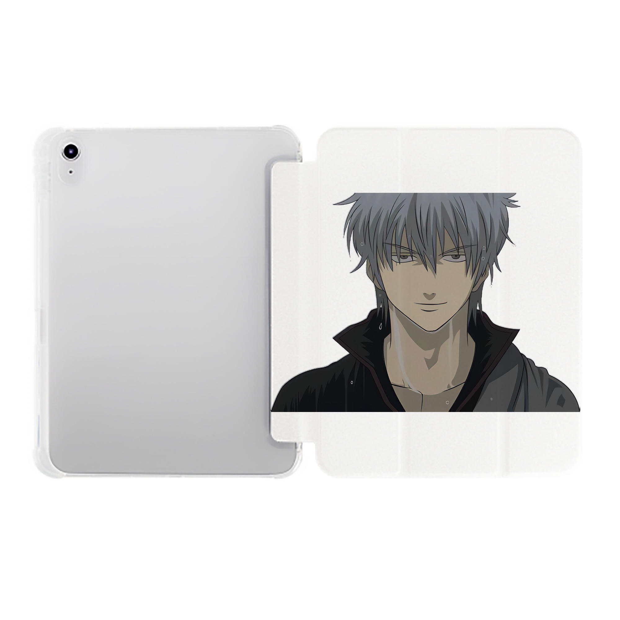 （画像用） ぎんたま 坂田銀時（さかたぎんとき） 神楽 志村新八（しむら しんぱち） GINTAMA Sakata Gintoki Kagura Shimura Shinpachi IPad ケース ペン収納付き 三つ折りスタンド PUレザー×シリコン 対応機種9.5/10.5/10.9インチ